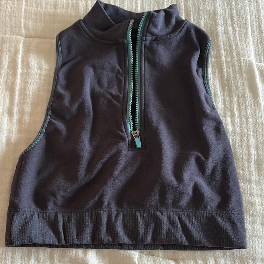 Fabletics grey and turquoise half-zip active Tank Top
